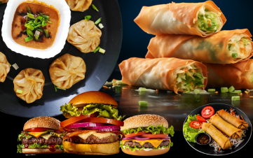 Signature burger with fries and soda